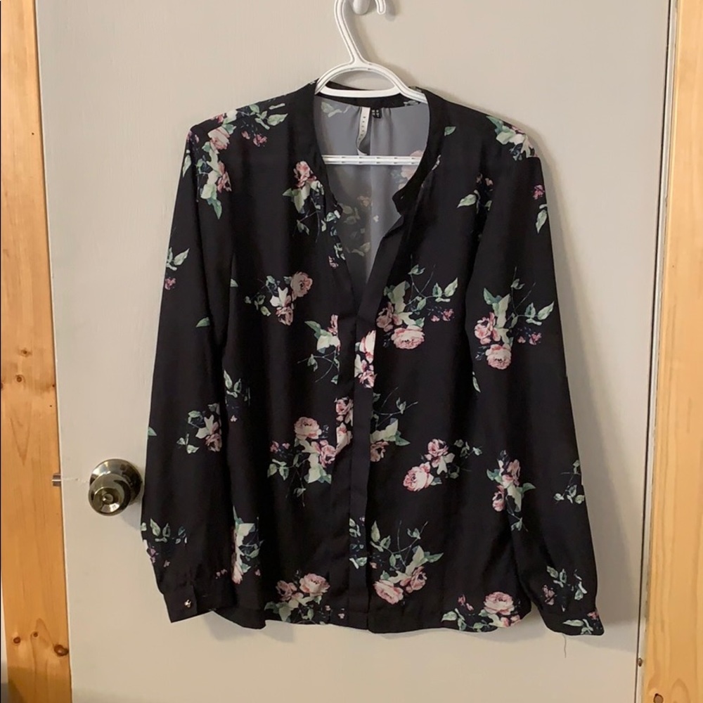Black flower blouse